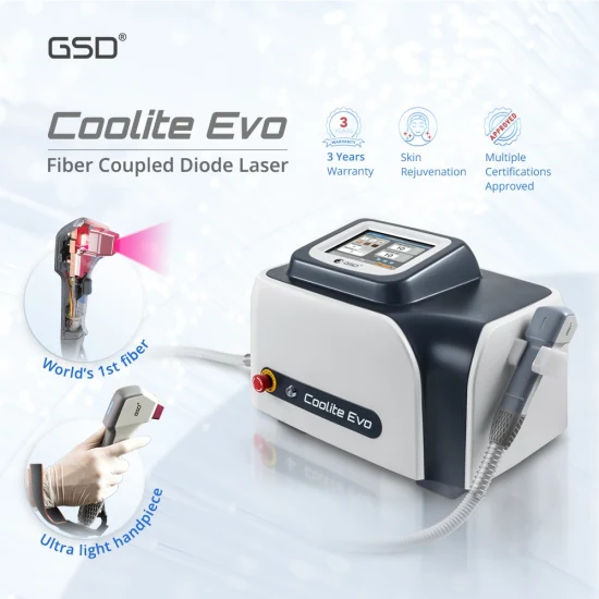GSD Coolite Evo Dauerhafte schmerzfreie 808 nm 810 nm Diodenlaser-Haarentfernungsmaschine Schönheitssalon Diodenfasergekoppeltes Laser-Enthaarungs-Alexandrit-Gerät